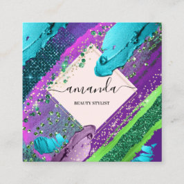 プロフェッショナル美しいメイクアップロゴ抽象芸術赤面 スクエア名刺