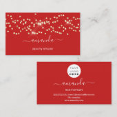 プロフェッショナル美しいメイクアップロゴ金ゴールド紙吹雪赤 名刺 (正面/裏面)