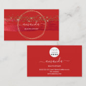 プロフェッショナル美しいメイクアップロゴ金ゴールド赤紙吹雪 名刺 (正面/裏面)