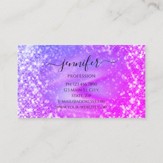 プロフェッショナル美しいメーキャップグリッターピンク 名刺 (裏面)