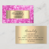 プロフェッショナル美しい美容師グリッターピンクスパーク 名刺 (正面/裏面)