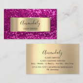 プロフェッショナル美しい美容師グリッターピンク金ゴールド 名刺 (正面/裏面)