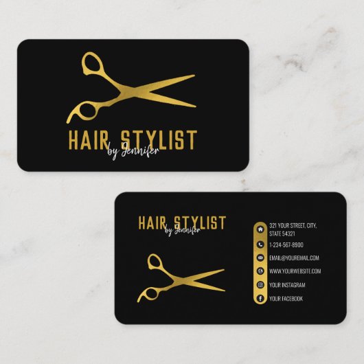 プロフェッショナル美容師とサロンソーシャルメディア 名刺 (正面/裏面)