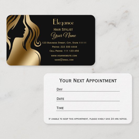 プロフェッショナル美容師アポイントメント 予約カード (正面/裏面)