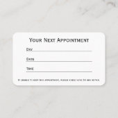 プロフェッショナル美容師アポイントメント 予約カード (裏面)