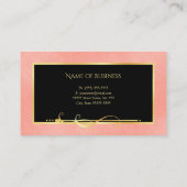 プロフェッショナル美容師コーラルピンク&金ゴールド 名刺 (裏面)