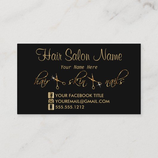 プロフェッショナル美容師スペシャリスト – 金ゴールド大理石 名刺 (裏面)