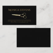 プロフェッショナル美容師ブラック金ゴールド鋏 名刺 (正面/裏面)