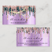 プロフェッショナル美容用はさみバラバイオレット金ゴールド 名刺 (正面/裏面)