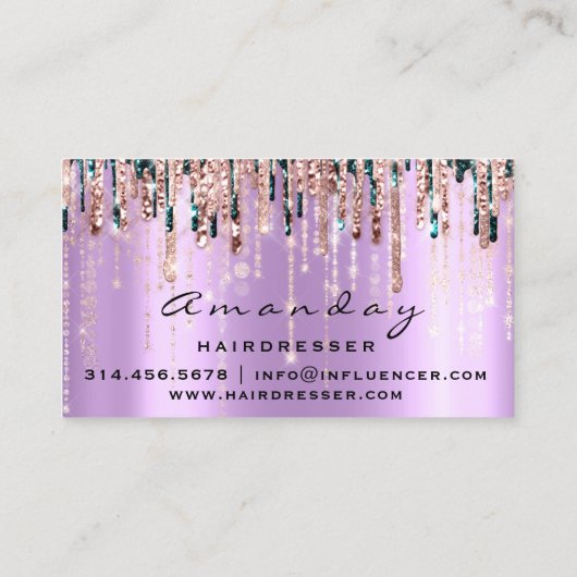 プロフェッショナル美容用はさみバラバイオレット金ゴールド 名刺 (裏面)