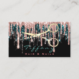 プロフェッショナル美容用はさみバラブラック金ゴールド 名刺