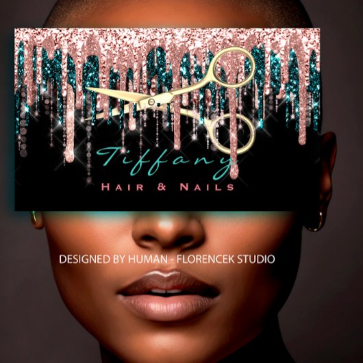 プロフェッショナル美容用はさみバラブラック金ゴールド 名刺