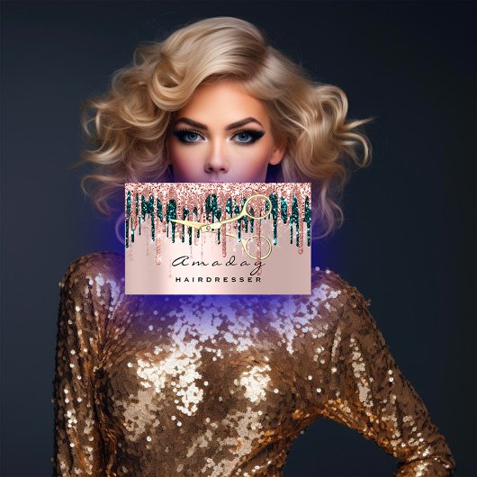 プロフェッショナル美容用鋏バラドリップ金ゴールド 名刺