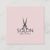 プロフェッショナル美容院フォトモダン赤面ピンク スクエア名刺 (正面)