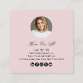 プロフェッショナル美容院フォトモダン赤面ピンク スクエア名刺 (裏面)