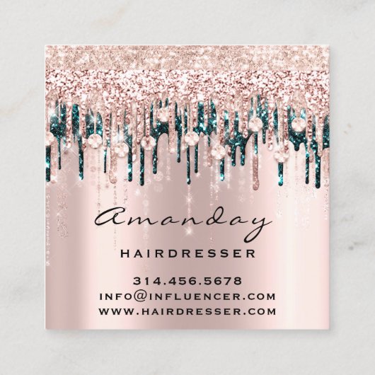 プロフェッショナル美容院メイクアップバラダイヤモンド スクエア名刺 (裏面)