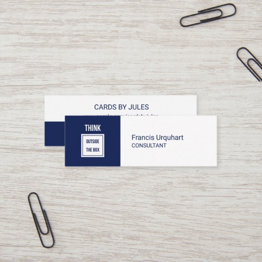 プロフェッショナル考えアウトボックスNavy Blueモダン スキニー名刺 (正面/裏面インサイチュ)