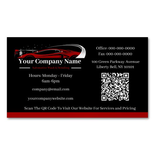 プロフェッショナル自動車詳細洗車会社 マグネット名刺 (正面)