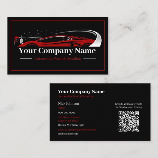 プロフェッショナル自動車詳細洗車会社 名刺 (正面/裏面)
