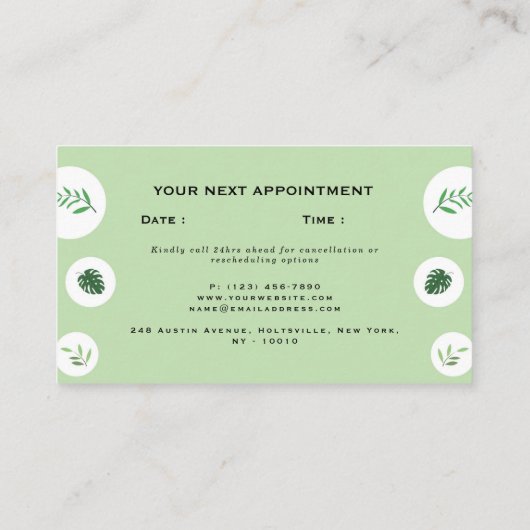 プロフェッショナル芝生と木気に 予約カード (裏面)