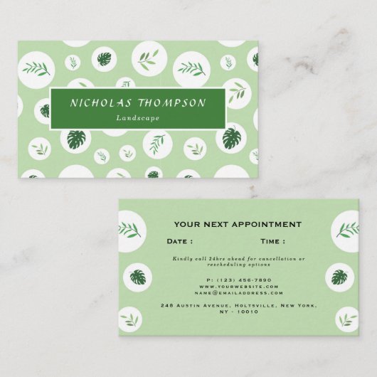 プロフェッショナル芝生と木気に 予約カード (正面/裏面)