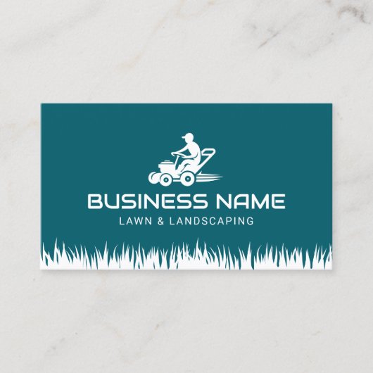 プロフェッショナル芝生気にと造園サービスティール（緑がかった色） 名刺 (正面)