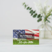 プロフェッショナル芝生&造園サービス米国旗 名刺 (スタンド正面)