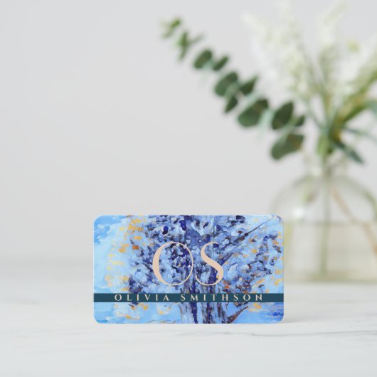 プロフェッショナル芸術的ツリーモノグラムのQR 名刺 (スタンド正面)