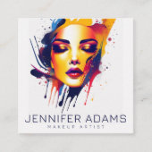 プロフェッショナル芸術的メイクアップアーティストQRコード スクエア名刺 (正面)