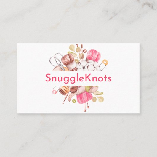 プロフェッショナル芸術的美しい編み物ピンクかわいい 名刺 (正面)