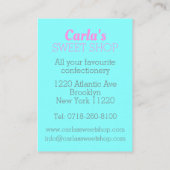 プロフェッショナル菓子屋スイートショップキャンディストア 名刺 (裏面)