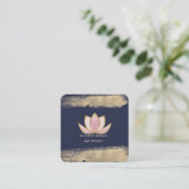 プロフェッショナル蓮の花フェイク金ゴールド筆のストローク スクエア名刺 (スタンド正面)