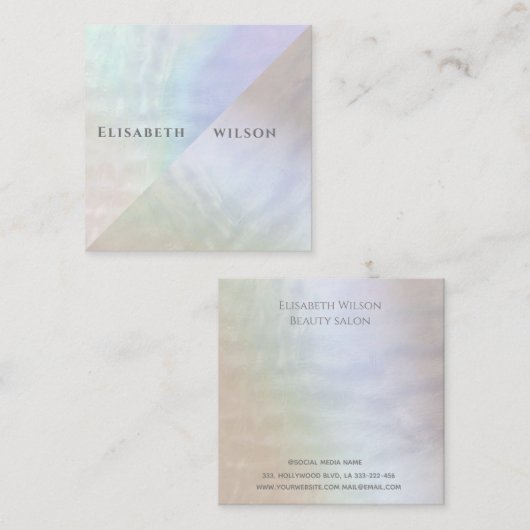 プロフェッショナル虹色エレガント真珠ホログラフィック スクエア名刺 (正面/裏面)