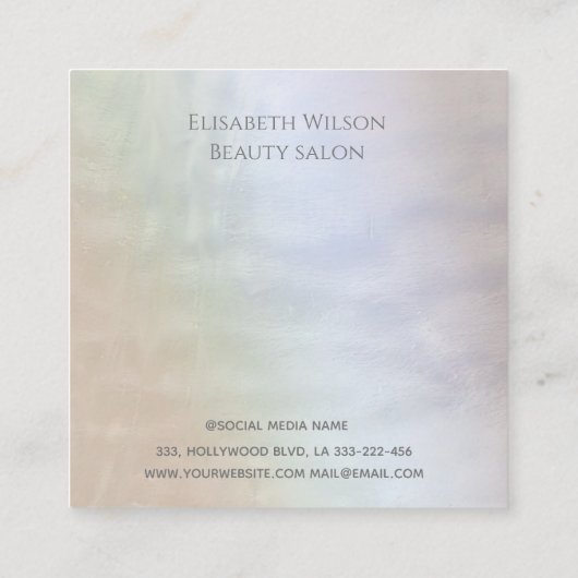 プロフェッショナル虹色エレガント真珠ホログラフィック スクエア名刺 (裏面)