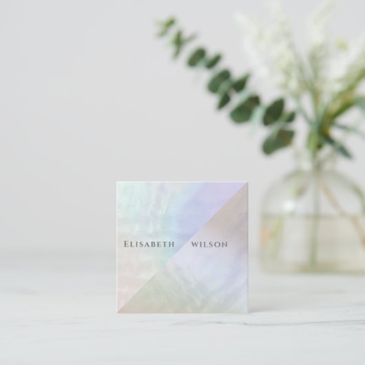 プロフェッショナル虹色エレガント真珠ホログラフィック スクエア名刺 (スタンド正面)