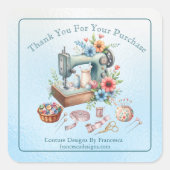 プロフェッショナル裁縫をテーマにした「Thank You」マーケティング スクエアシール (正面)