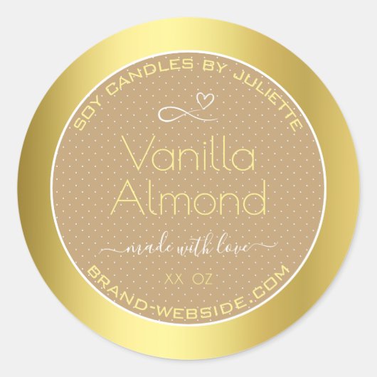 プロフェッショナル製品パッケージングラベル金ゴールドベージュ ラウンドシール (正面)