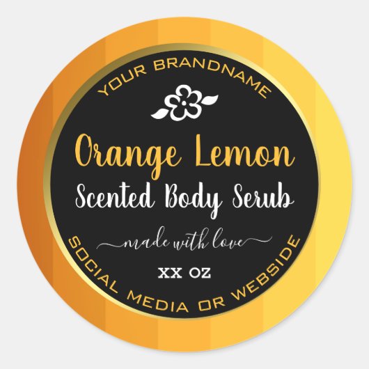 プロフェッショナル製品包装ラベルOrange Black ラウンドシール (正面)