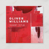 プロフェッショナル赤モダン抽象芸術構造 スクエア名刺 (正面)