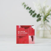 プロフェッショナル赤モダン抽象芸術構造 スクエア名刺 (スタンド正面)