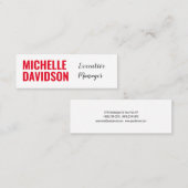 プロフェッショナル赤モダン白ミニマル平野 スキニー名刺 (正面/裏面)