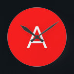 プロフェッショナル赤モノグラムイニシャル文字 ラウンド壁時計<br><div class="desc">このテンプレートはカスタマイズすべての個人の職業に合わせることができる。</div>