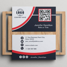 プロフェッショナル赤ロゴQRコードの追加 名刺