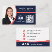 プロフェッショナル赤ロゴQRコードの追加 名刺 (正面/裏面)