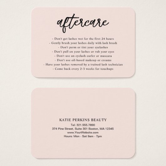 プロフェッショナル赤面ピンクアフターエレガントケアカード (正面&裏面)