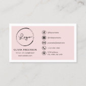 プロフェッショナル赤面ピンクビジネスロゴソーシャルメディア 名刺 (正面)