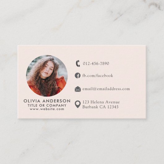 プロフェッショナル赤面ピンクフォトロゴソーシャルメディア 名刺 (正面)