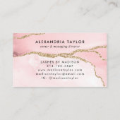 プロフェッショナル赤面ピンク金ゴールドグリッターマーブルゲート 名刺 (裏面)