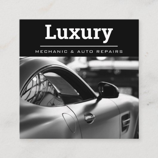 プロフェッショナル車の写真の修復整備士QRコード スクエア名刺 (正面)