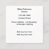 プロフェッショナル造園およびホーム照明 スクエア名刺 (裏面)